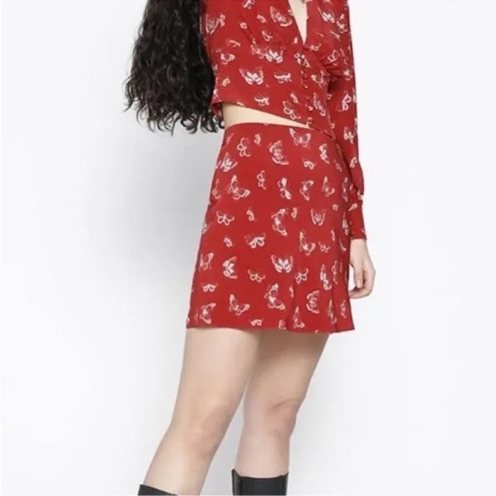 Red Butterfly Print Skirt